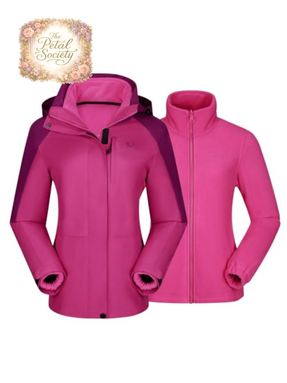 Women's Waterproof 3-in-1 Ski Jacket Windbreaker Hooded Fleece Lined